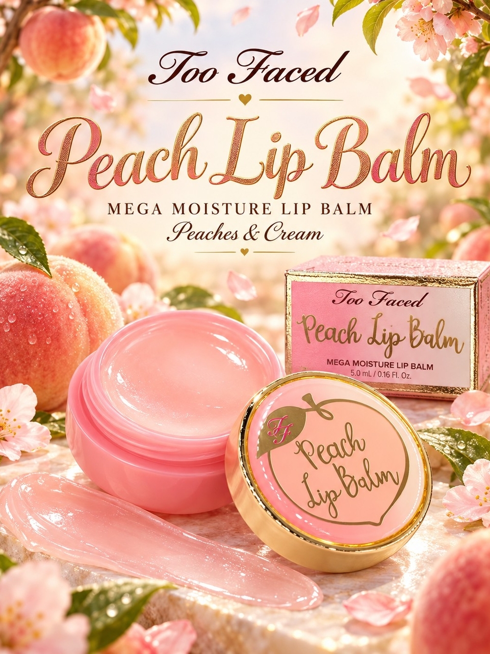 Too Faced Peach Lip Balm - Peaches & Cream (Pink)